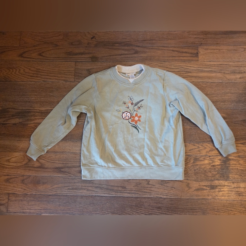 Studio Works Kids Sweatshirt with Floral Embroidery - Light Blue